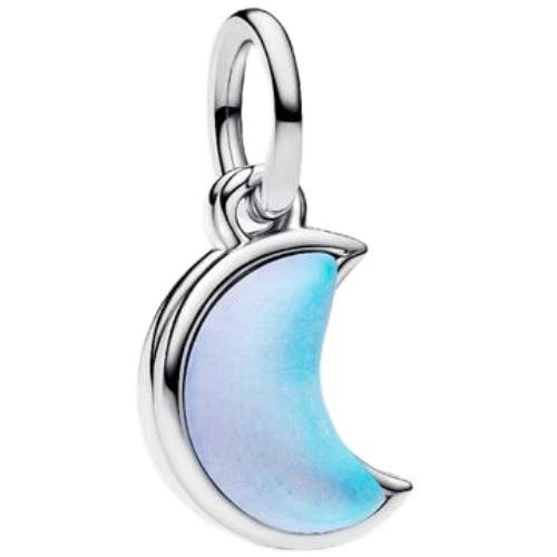 Pandora Moon Double Dangle with Moonstone Iridescent Glass | Sterling Silver | DV 794272C01 | 794272C01