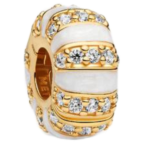 Pandora Stones & Enamel Clip Charm | 14k Gold Plating | DV 763785C01 | 763785C01