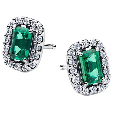 Pandora Stud Earrings with Royal Green Crystal Zirconia | Sterling Silver | DV 294501C01 | 294501C01