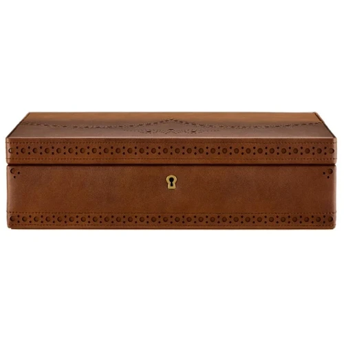 WOLF Brogue 10 Piece Watch Box | Burnished Browm