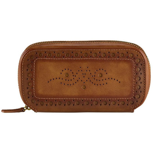 WOLF Brogue 2 Piece Watch Zip Case | Burinished Brown