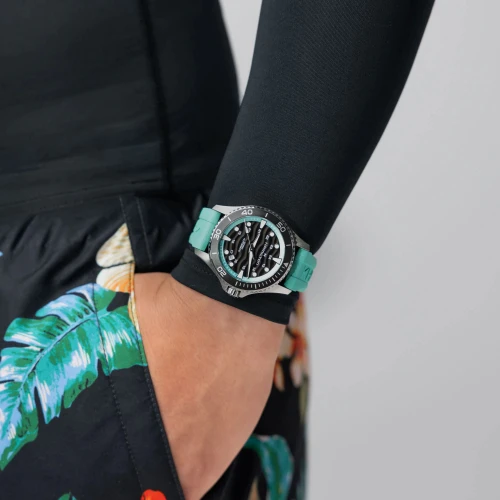 Hamilton Khaki Navy Scuba Watch | 100M | 40mm | Swiss Automatic | Black | Teal Rubber Strap