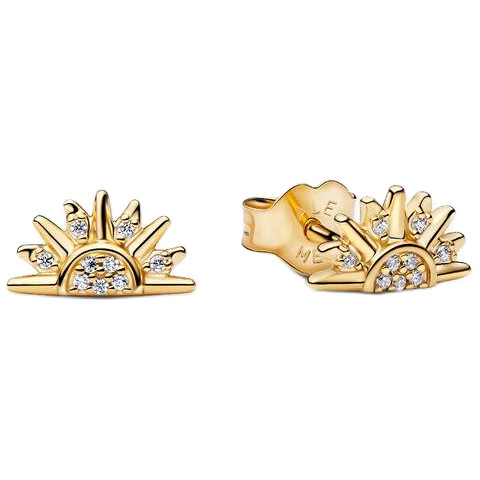 Pandora Celestial Sparkling Sun Stud Earrings | 14k Gold-Plated | 264627C01