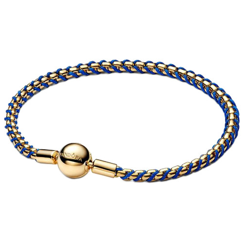 Pandora Blue Cord Box Chain Bracelet | 14k Gold-Plated | 563816C02-19