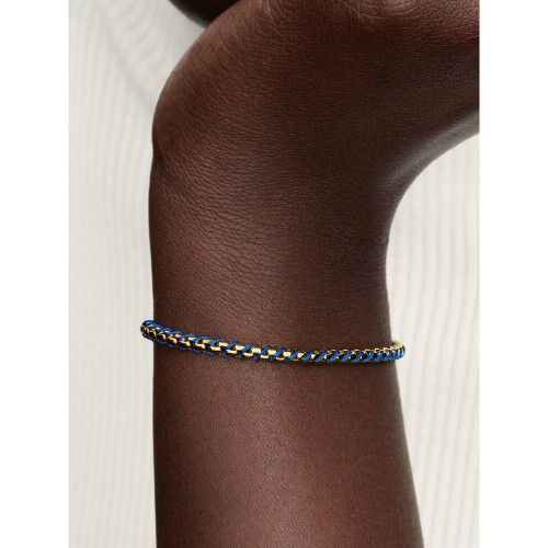 Pandora Blue Cord Box Chain Bracelet | 14k Gold-Plated | 563816C02-20