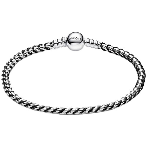 Pandora Black Cord Box Chain Bracelet | Sterling Silver | 593816C02-21