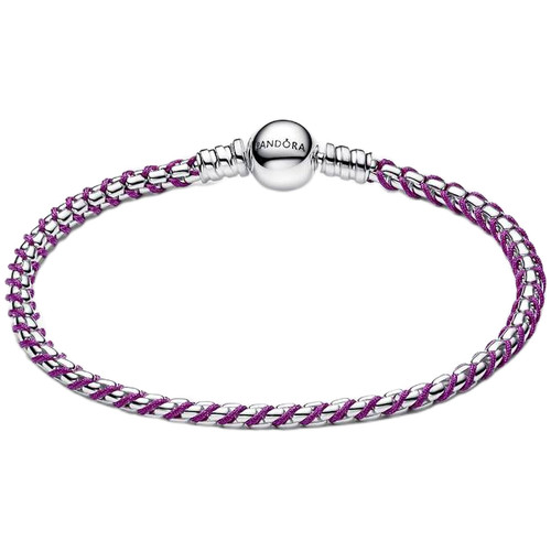 Pandora Purple Cord Box Chain Bracelet | Sterling Silver | 593816C03-19