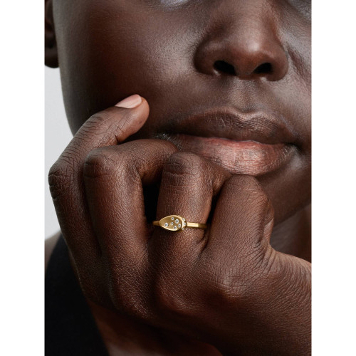 Pandora Medium Stone-Set Oval Signet Ring | 14k Gold-Plated | 164672C01-60