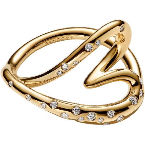 Pandora Organically Shaped Stone-Set Heart Ring | 14k Gold-Plated | 164675C01-50