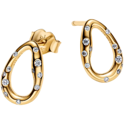 Pandora Organically Shaped Stone-Set Oval Stud Earrings | 14k Gold-Plated | 264659C01