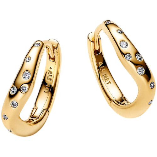 Pandora Organically Shaped Stone-Set Hoop Earrings | 14k Gold-Plated | 264663C01