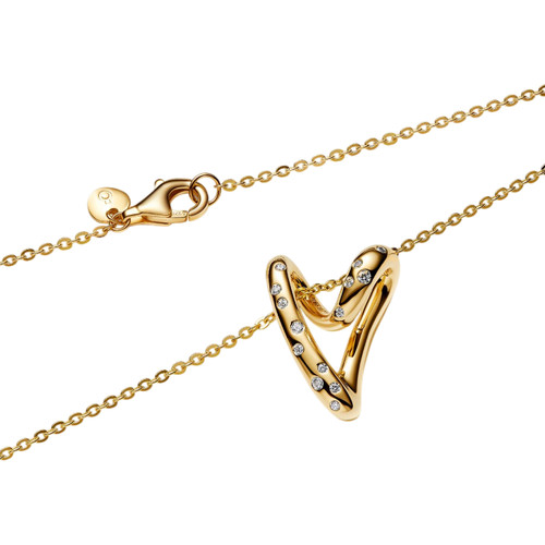Pandora Organically Shaped Stone-Set Heart Pendant Necklace | 14k Gold-Plated | 364669C01-60