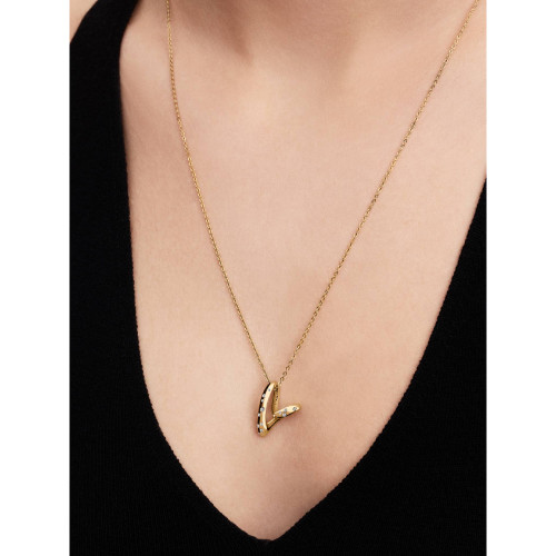 Pandora Organically Shaped Stone-Set Heart Pendant Necklace | 14k Gold-Plated | 364669C01-60