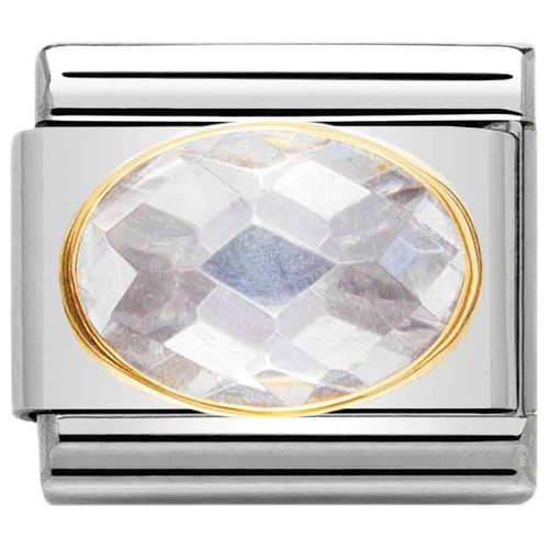 Nomination Composable Classic Charm | Stainless-steel | Bonded Yellow-gold | White and Faceted Stones