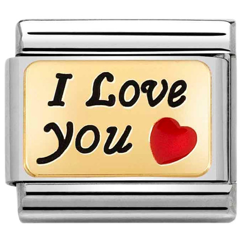 Nomination Composable Classic Charm | Stainless-steel | Yellow-gold | I Love You with Red Heart