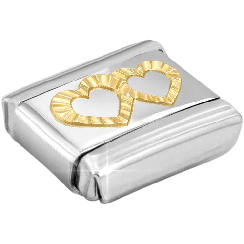 Nomination Composable Classic Charm | Stainless-steel | Yellow-gold | Double Heart