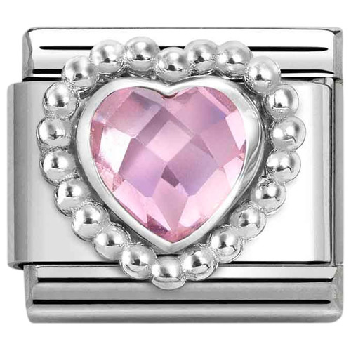 Nomination Composable Classic Charm | Sterling Silver | Pink CZ Heart