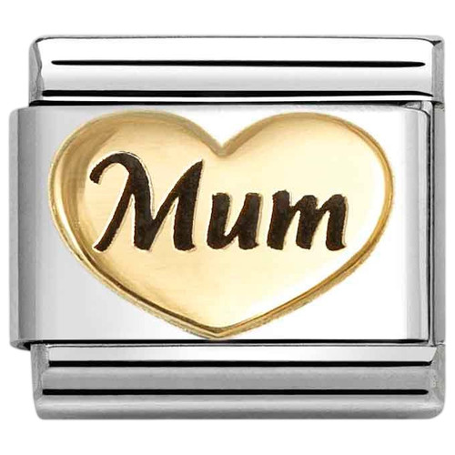 Nomination Composable Classic Charm | Stainless-steel | Yellow-gold Heart | Mum