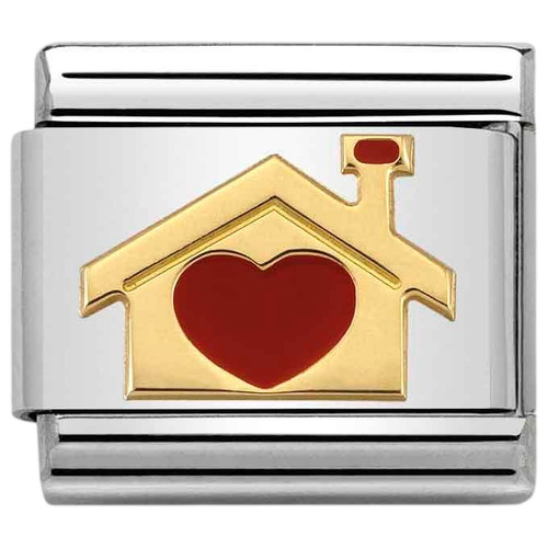 Nomination Composable Classic Charm | Stainless-steel | Bonded Yellow-gold | Home with Heart