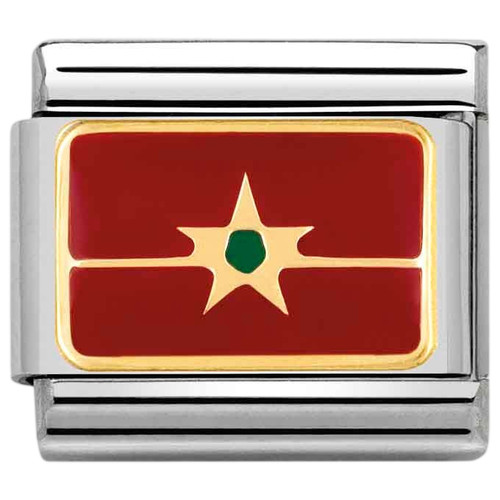 Nomination Composable Classic Charm | Stainless-steel | Bonded Yellow-gold | Morocco Flag
