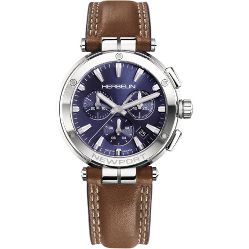 Herbelin Newport Watch | 40.5mm | Swiss Quartz | Blue & Brown