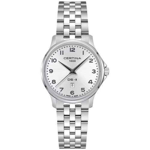 Certina DS-8 Lady Watch | Arabic Numerals | 31mm | Swiss Quartz | Silver
