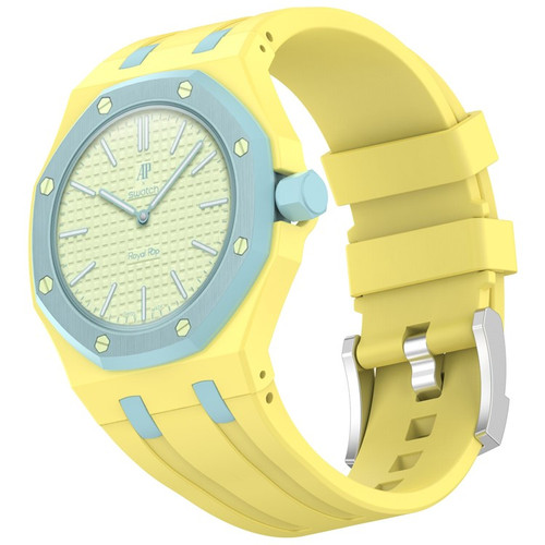 AP x Swatch Royal Pop Strap | Royal Pop Strap & Adapter | Crown at 3 O'Clock | Yellow/Blue