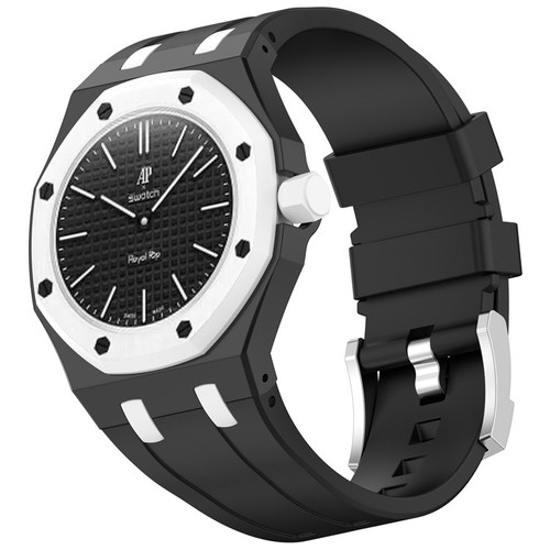AP x Swatch Royal Pop Strap | Royal Pop Strap & Adapter | Crown at 3 O'Clock | Black/White