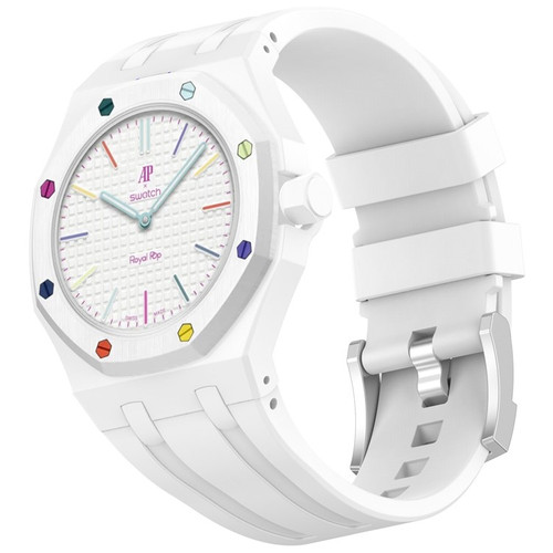 AP x Swatch Royal Pop Strap | Royal Pop Strap & Adapter | Crown at 3 O'Clock | White