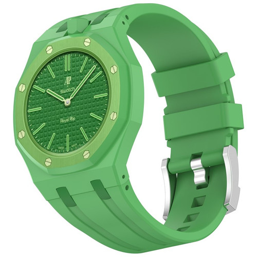 AP x Swatch Royal Pop Strap | Royal Pop Strap & Adapter | Crown at 12 O'Clock | Green