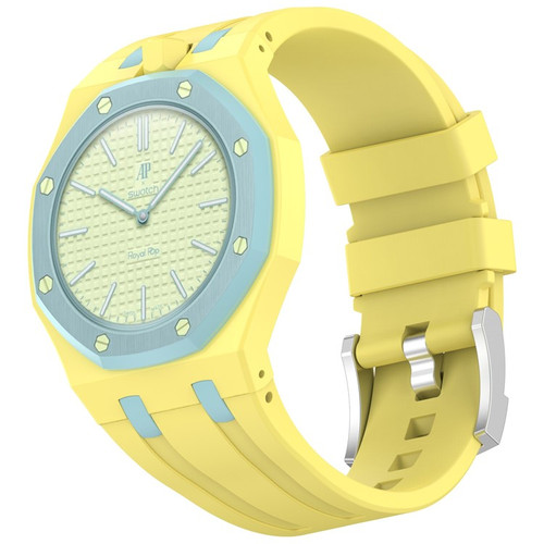 AP x Swatch Royal Pop Strap | Royal Pop Strap & Adapter | Crown at 12 O'Clock | Yellow/Blue