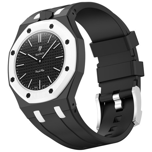 AP x Swatch Royal Pop Strap | Royal Pop Strap & Adapter | Crown at 12 O'Clock | Black/White