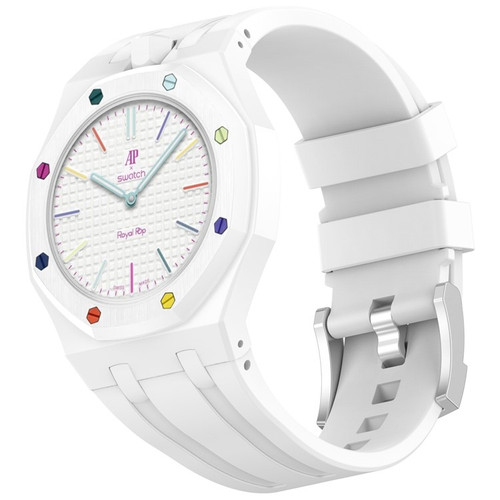 AP x Swatch Royal Pop Strap | Royal Pop Strap & Adapter | Crown at 12 O'Clock | White