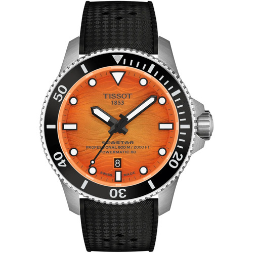 Tissot Seastar 2000 Powermatic 80 Watch | 600M Divers | 44mm | Swiss Automatic | Orange