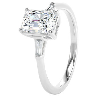 1.1Ct Diamond 3-Stone Trilogy Ring | Princess Cut | Lab | 1.00Ct & 0.10Ct | Platinum