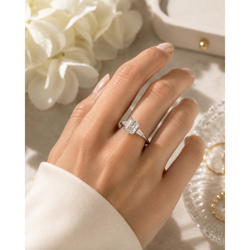 1.1Ct Diamond 3-Stone Trilogy Ring | Princess Cut | Lab | 1.00Ct & 0.10Ct | Platinum
