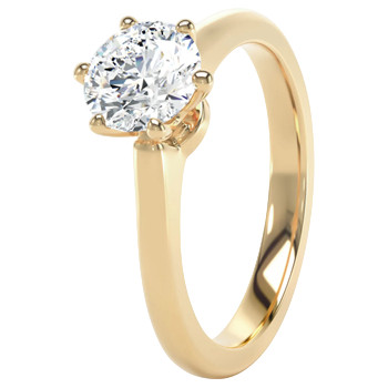 1.5Ct Diamond Solitaire Ring | Round | Lab | Classic Princess Crown | 18 Ct Yellow Gold