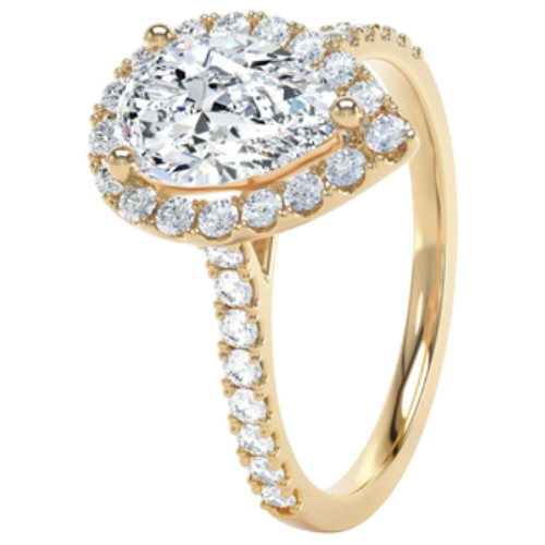1.5Ct Diamond Cluster Ring | Pear | Lab | centre 1Ct | 18Ct Yellow Gold