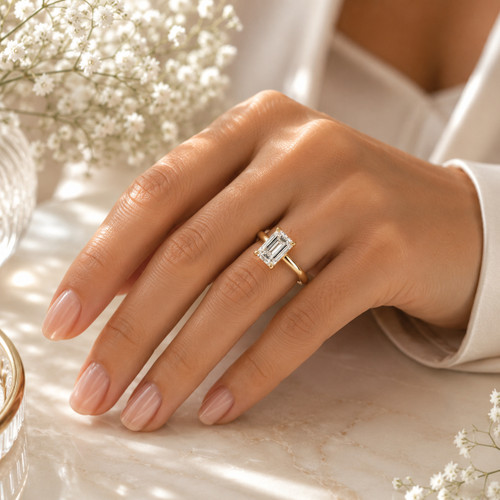 1.04Ct Emerald Cut Diamond Solitaire Ring | Lab | 18Ct Yellow Gold