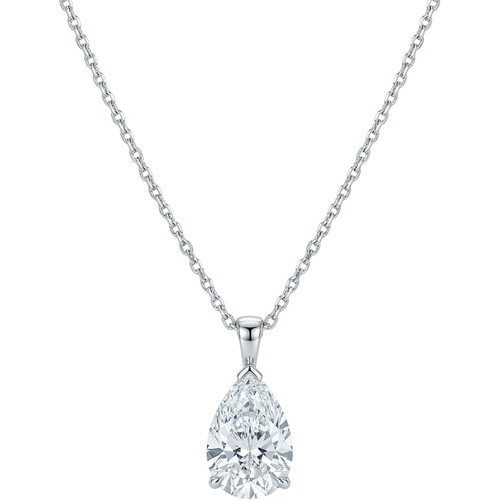 1Ct Pear Shape Diamond Pendant On Chain | Lab | 9Ct White Gold