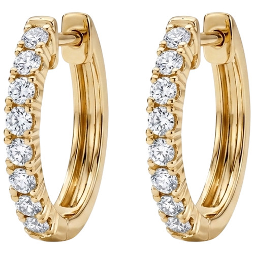0.17Ct Natural Diamond Hoop Earrings | Round | 9Ct Gold