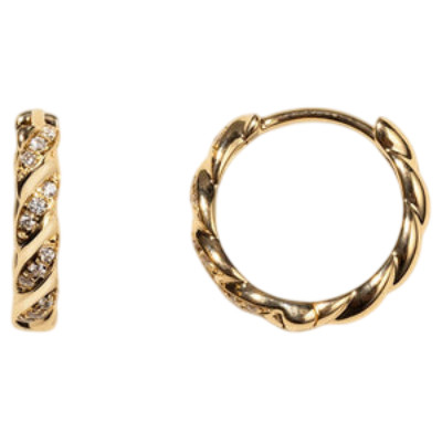 0.06Ct Natural Diamond Hoop Earrings | Round | 9Ct Yellow Gold