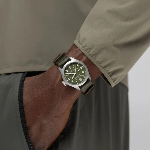 Hamilton Khaki Field Watch | Power Reserve | 40mm | Swiss Mechanical | Green | Green Nato Strap