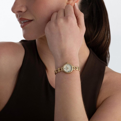 Coach Iris Watch | 22mm | Quartz | White | Yellow Gold Tone Bracelet