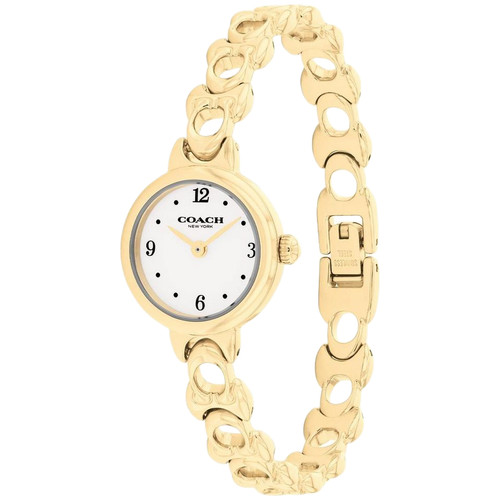 Coach Iris Watch | 22mm | Quartz | White | Yellow Gold Tone Bracelet