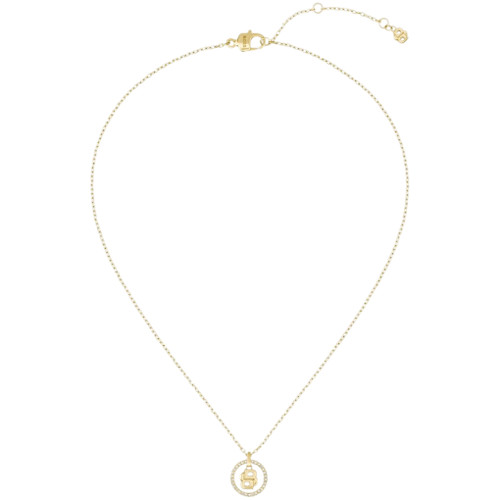 BOSS Double B Monogram Pendant With Necklace | Gold with Crystals