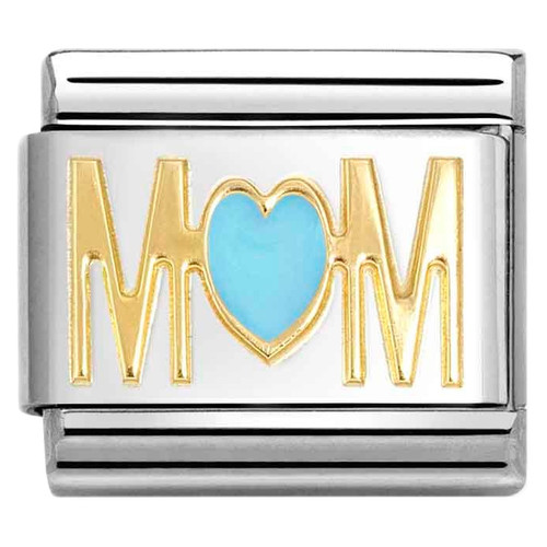 Nomination Composable Classic HEARTS Charm | Stainless-steel | 18k Gold | MOM Heart Red Enamel