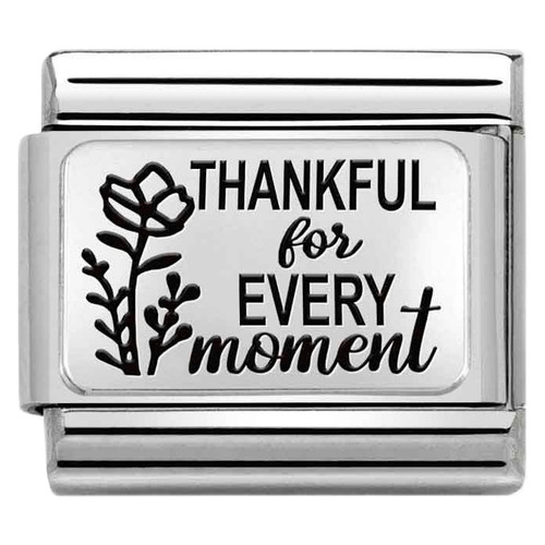 Nomination Composable Classic PLATES Charm | Stainless-steel | Silver | Thankful For Every Moment
