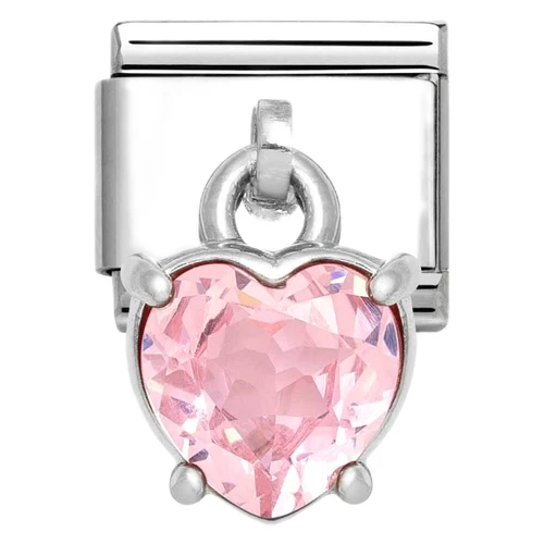Nomination Composable Classic CZ Charm | Stainless-steel | Silver | Pink Heart