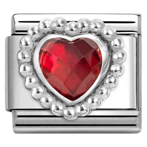 Nomination Composable Classic STONES Charm | Stainless-steel | Silver | Faceted Red Stone